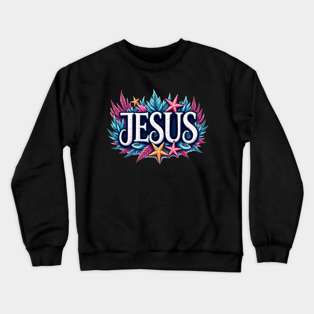 Jesus name cartoon undersea inspired Crewneck Sweatshirt by Rox