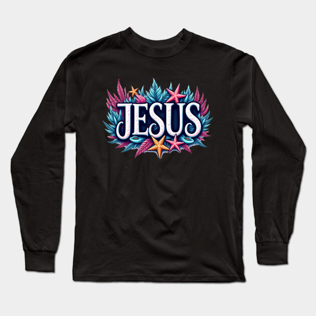 Jesus name cartoon undersea inspired Long Sleeve T-Shirt by Rox