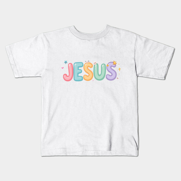 Jesus Cartoon Kids Design - Fun Christian Faith Graphic Kids T-Shirt by Rox