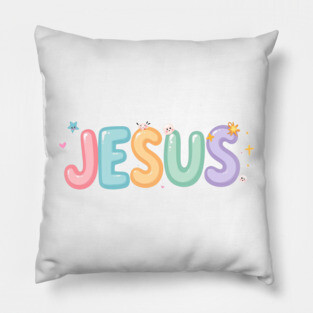Jesus Cartoon Kids Design - Fun Christian Faith Graphic Pillow