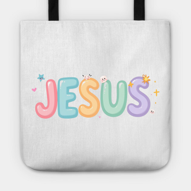 Jesus Cartoon Kids Design - Fun Christian Faith Graphic Tote by Rox