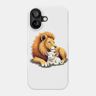 Christian Lion and Lamb Design - Symbol of Peace and Strength Phone Case