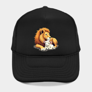 Christian Lion and Lamb Design - Symbol of Peace and Strength Hat