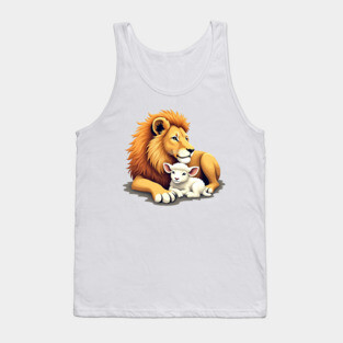 Christian Lion and Lamb Design - Symbol of Peace and Strength Tank Top