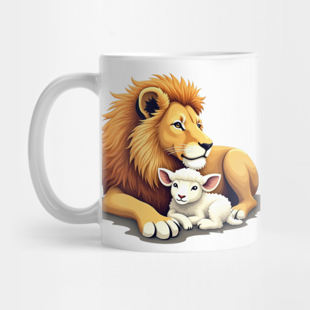 Christian Lion and Lamb Design - Symbol of Peace and Strength by Rox