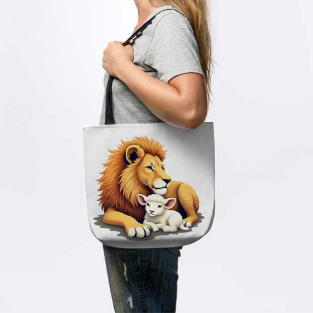 Christian Lion and Lamb Design - Symbol of Peace and Strength by Rox