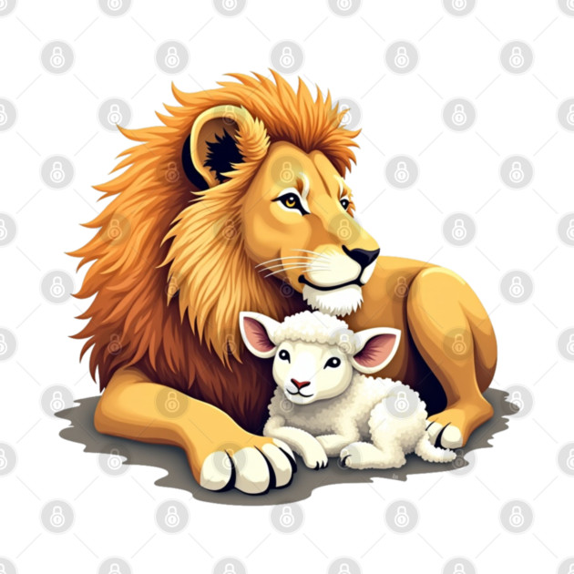 Christian Lion and Lamb Design - Symbol of Peace and Strength by Rox