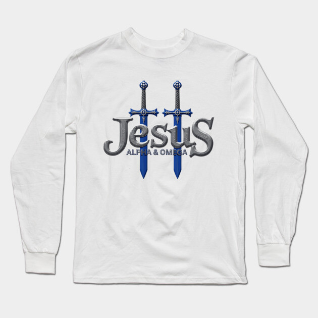 Jesus Alpha & Omega Sword Design Long Sleeve T-Shirt by Rox