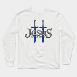 Jesus Alpha & Omega Sword Design Long Sleeve T-Shirt