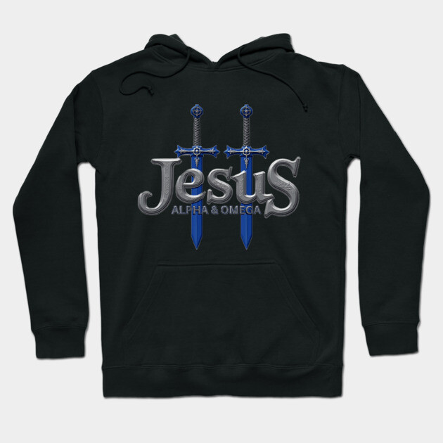 Jesus Alpha & Omega Sword Design Hoodie by Rox