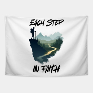 Christian Faith Journey Hiking Design - Each Step in Faith Tapestry