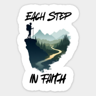 Christian Faith Journey Hiking Design - Each Step in Faith Magnet