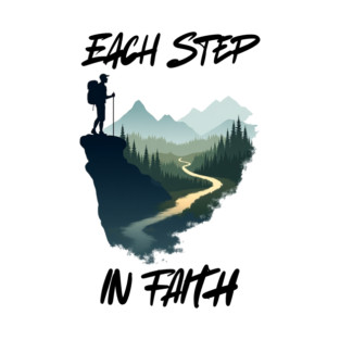 Christian Faith Journey Hiking Design - Each Step in Faith T-Shirt