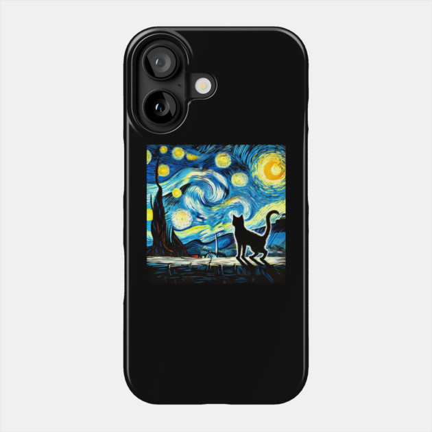 Starry Night Cat – Van Gogh-Inspired Phone Case by Premachandra's Store
