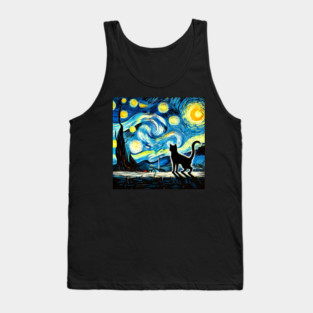 Starry Night Cat – Van Gogh-Inspired Tank Top