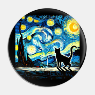 Starry Night Cat – Van Gogh-Inspired Pin
