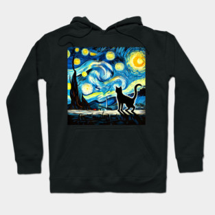 Starry Night Cat – Van Gogh-Inspired Hoodie