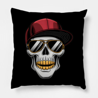 Street Hip Hop Rapper Skull Pillow