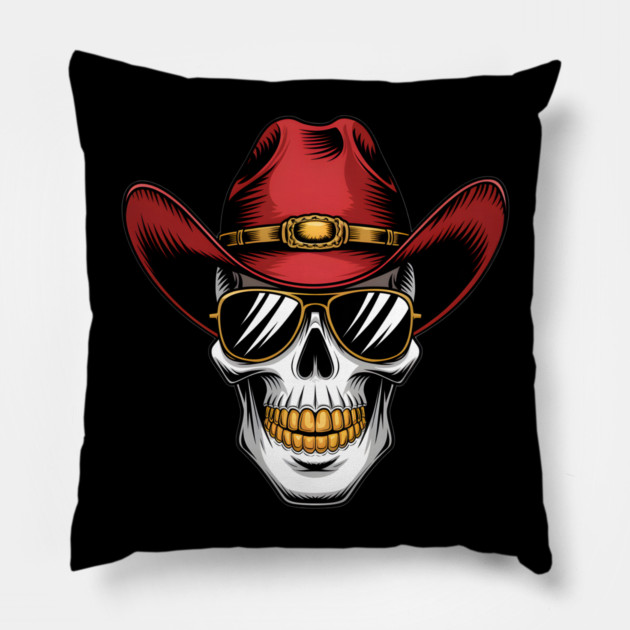 Outlaw Cowboy Skull Pillow by animegirlnft