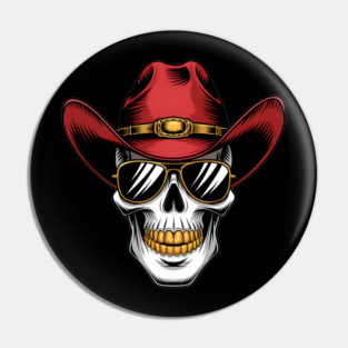 Outlaw Cowboy Skull Pin
