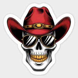 Outlaw Cowboy Skull Sticker