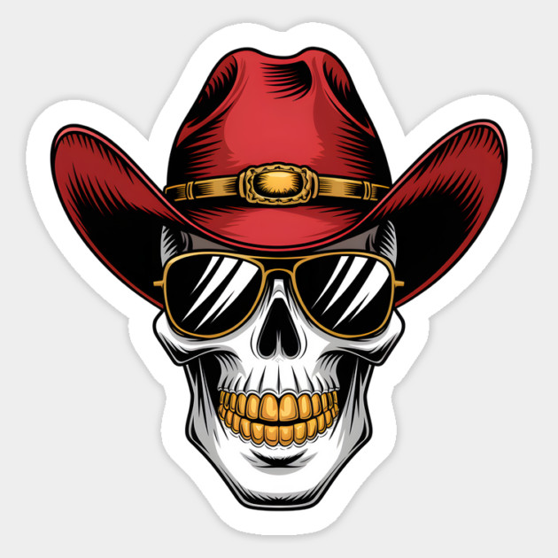 Outlaw Cowboy Skull Sticker by animegirlnft