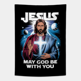 Jesus May God Be With You Tapestry
