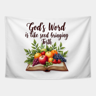 God's Word is Like Seed Producing Fruit Tapestry