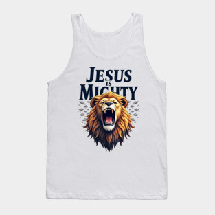 God is Mighty Roaring Lion Christian Design Tank Top