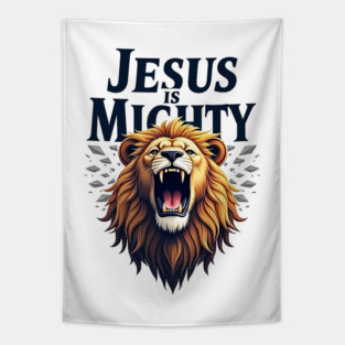 God is Mighty Roaring Lion Christian Design Tapestry