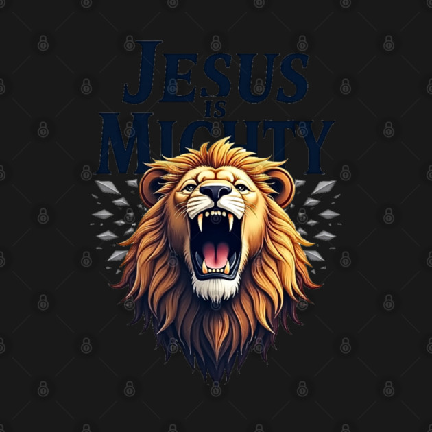 God is Mighty Roaring Lion Christian Design by Rox
