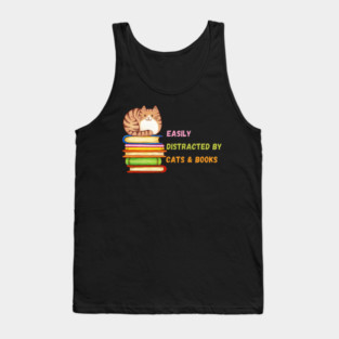 Easily Distracted by Cats & Books Tank Top