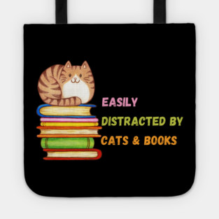 Easily Distracted by Cats & Books Tote