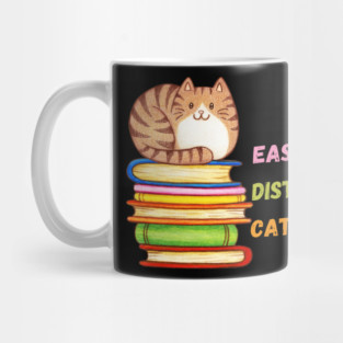 Easily Distracted by Cats & Books Mug