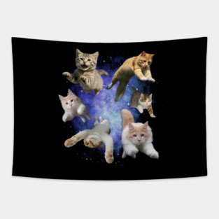 Galaxy Space Cats – Funny Floating Cosmic Cats Tapestry