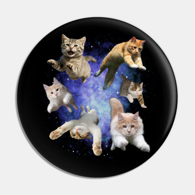 Galaxy Space Cats – Funny Floating Cosmic Cats Pin by Premachandra's Store