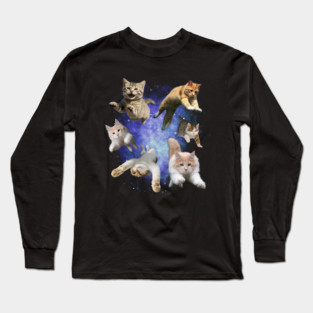 Galaxy Space Cats – Funny Floating Cosmic Cats Long Sleeve T-Shirt