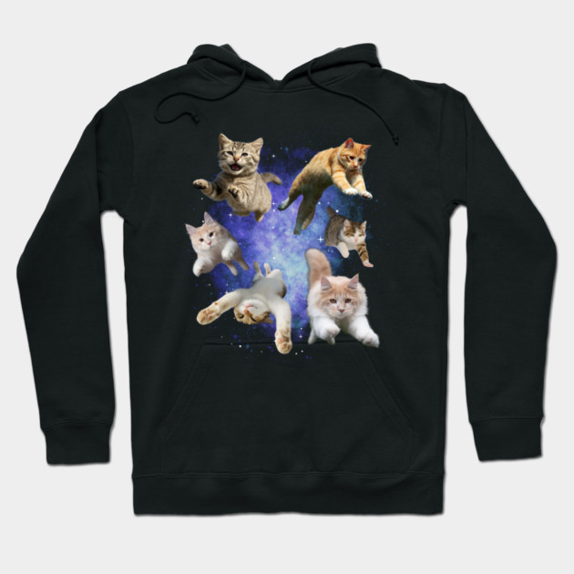Galaxy Space Cats – Funny Floating Cosmic Cats Hoodie by Premachandra's Store