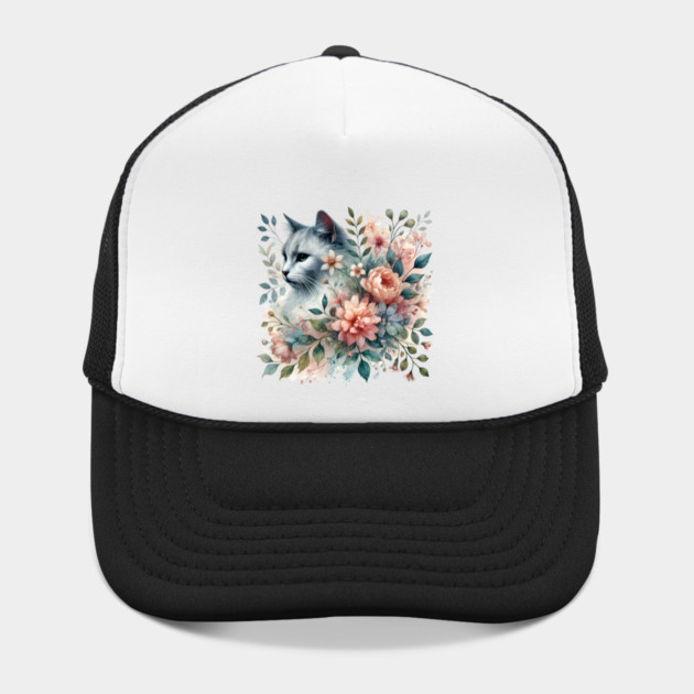 Floral Watercolor Cat by Premachandra's Store