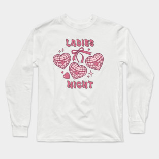 Pink Retro Ladies Night Long Sleeve T-Shirt