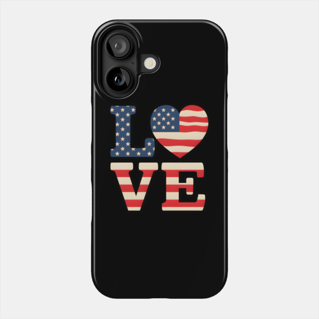American Flag Love Phone Case by animegirlnft