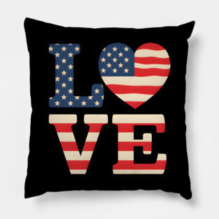 American Flag Love Pillow