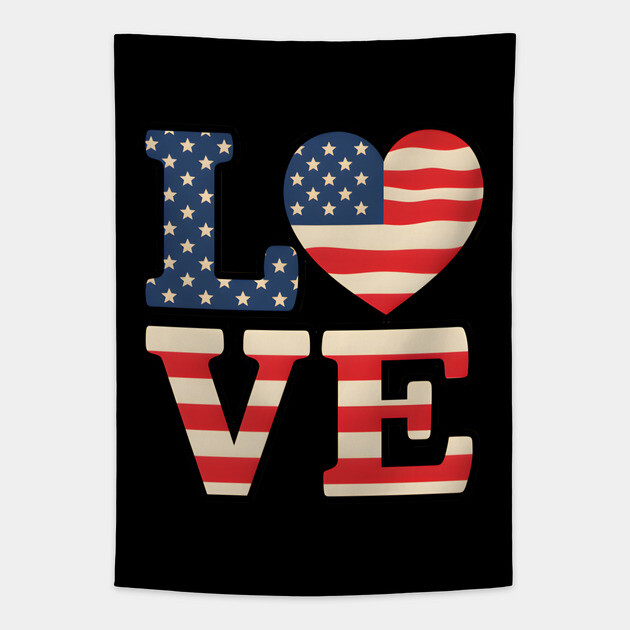 American Flag Love Tapestry by animegirlnft