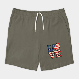 American Flag Love Shorts