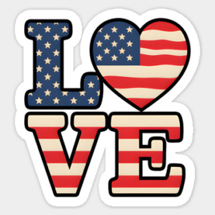 American Flag Love Sticker