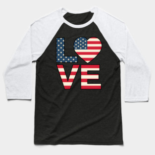 USA Flag Love Baseball T-Shirt