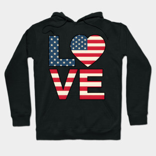 USA Flag Love Hoodie