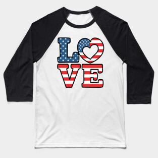United States of America Flag Love Baseball T-Shirt