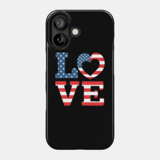 United States of America Flag Love Phone Case