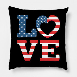 United States of America Flag Love Pillow